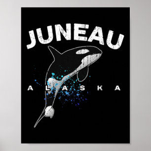Póster Juneau Alaska Orca Asesina Amante de la Ballena Va