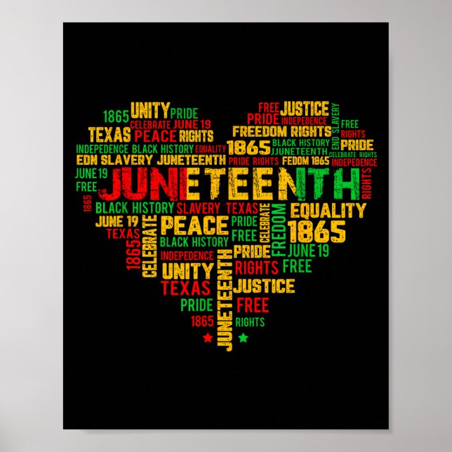 Póster Juneteenth 1865 corazón historia negra libertad (Frente)