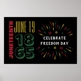Póster Juneteenth 19 de junio de 1865 Fuegos artificiales