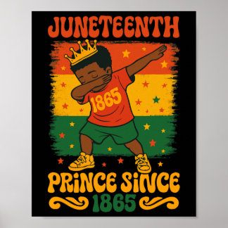 Póster Juneteenth Dabbing Groovy Africano Niño Dab Desde