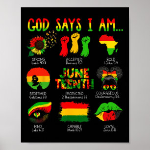 Póster Juneteenth Historia Negra Dios Dice Que Soy Cristi