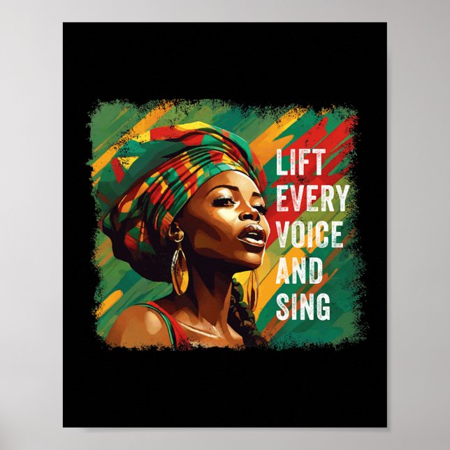 Póster Juneteenth Levanta Cada Voz Canta Mes de la Histor (Frente)