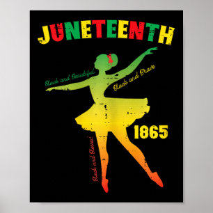 Póster Juneteenth Llerina Negro Hermoso Llet Niñas Niños
