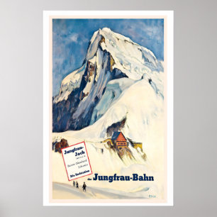 Póster Jungfrau-Bahn Oberland bernés Suiza Antiguo