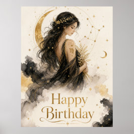 Póster Jungfrau Happy Birthday Aquarell Design