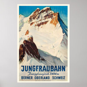 Póster JungfrauBahn Oberland bernés Suiza Vintage