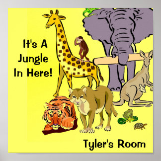 Póster Jungla, animales zoológicos