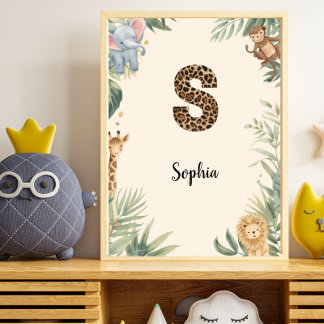 Póster Jungla Safari Monograma Nombre Personalizado S Gua