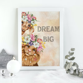 Póster Jungla Safari wildone baby ducha acuática Gold