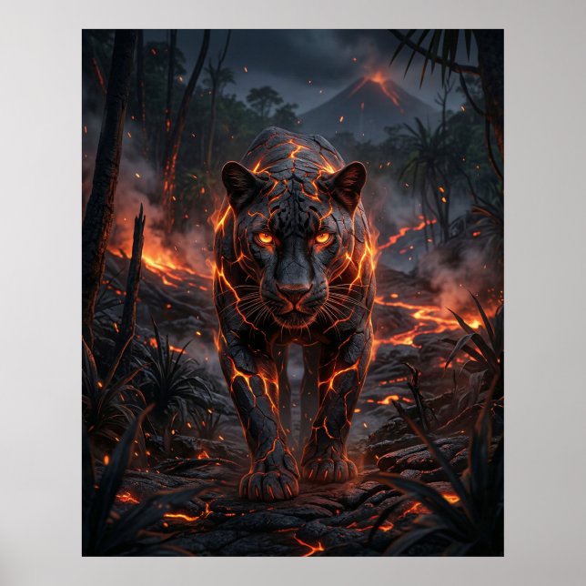 Póster Jungla Volcánica Pantera de Lava (Frente)