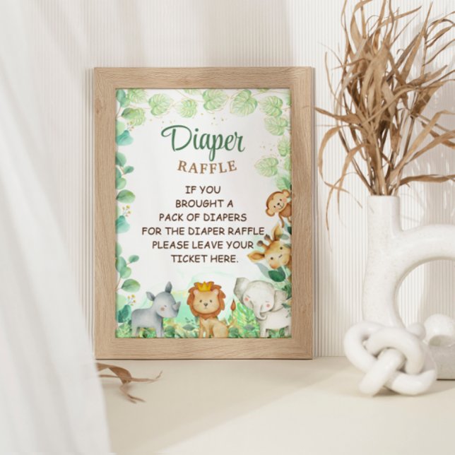 Póster Jungle Animales Green Boho Diaper Raffle Game Rótu (Subido por el creador)