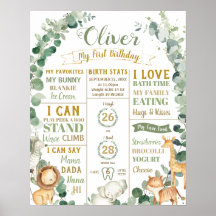 Jungle Animals Birthday Milestone Birthats