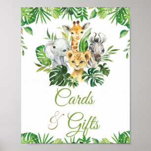 Póster Jungle Animals Greenery Baby Shower Cards & Gifts