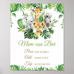 Póster Jungle Animals Greenery Baby Shower Mom-osa Bar