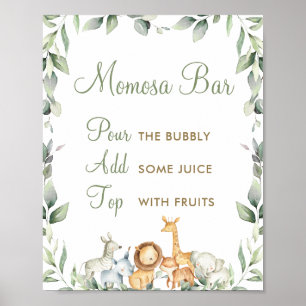 Póster Jungle Animals Greenery Baby Shower Momosa Bar