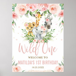 Póster Jungle Animals Rubor Floral Wild Un primer bienven