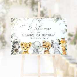 Póster Jungle Animals, Safari, First Birthday Welcome
