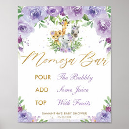 Póster Jungle Animals Safari Purple Floral Momosa Bar