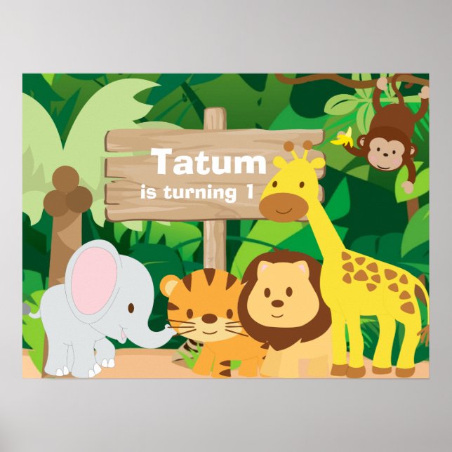 Póster Jungle Party personalized backdrop poster (Frente)