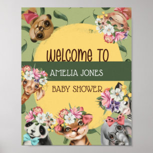 Póster Jungle Safari Animal Baby Shower 