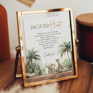 Póster Jungle Safari Animals Pacifier Hunt Rótulo