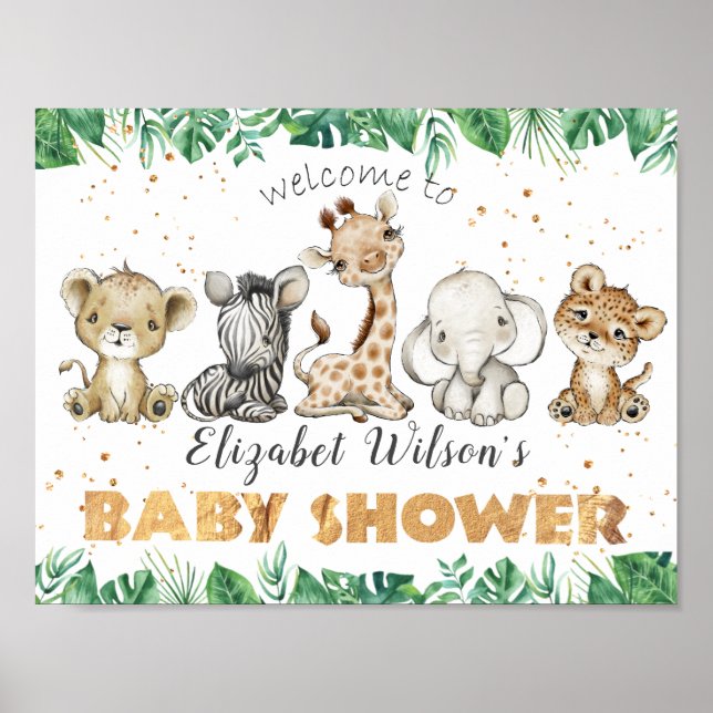 Póster Jungle Safari Baby Shower Party Poster (Frente)
