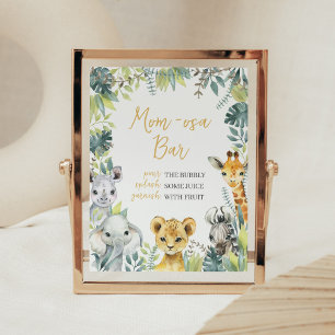 Póster Jungle Safari Wild One Baby Shower Mom Osa Bar