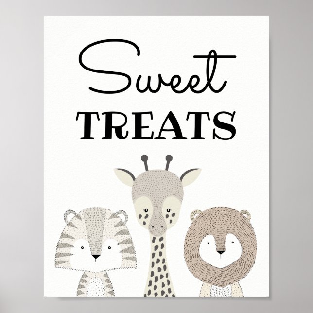 Póster Jungle Sweet Trates Baby Shower Birthday Candy Bar (Frente)
