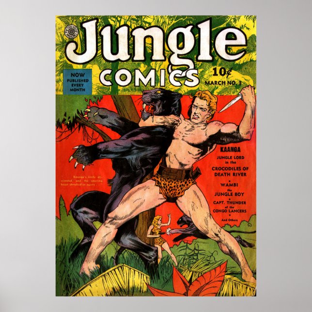 Póster Jungle Tarzan y Black Panther Vintage Comics (Frente)