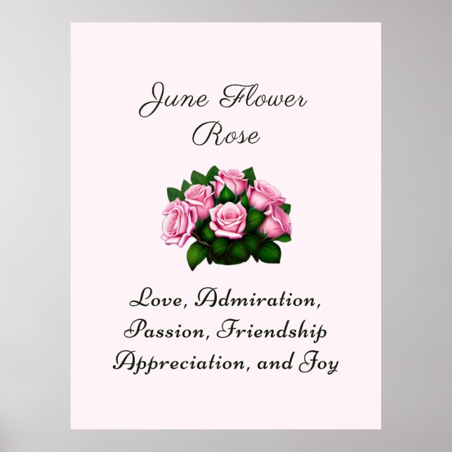Póster Junio Mes de Nacimiento Flor Rosa Floral eterna (Frente)