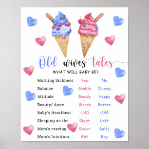 Póster Junta de revelación de género de helados viejas vi