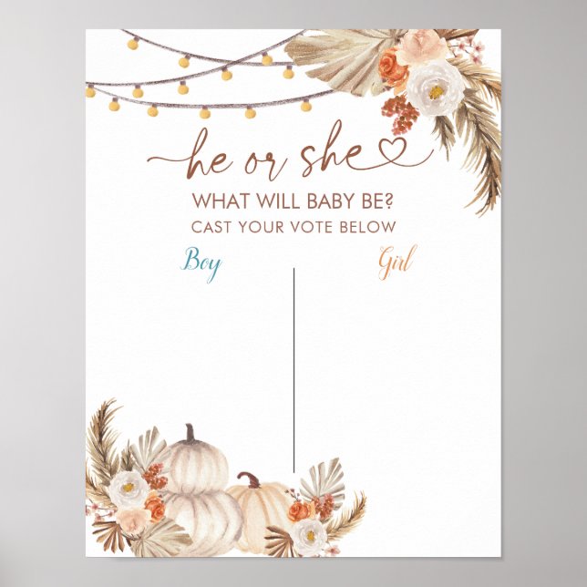 Póster Junta de Votación de Boho Rustic Pumpkin Fall (Frente)