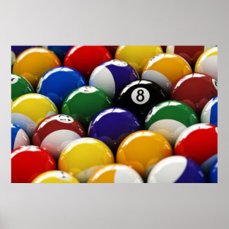 Póster Junto a las bolas de billar