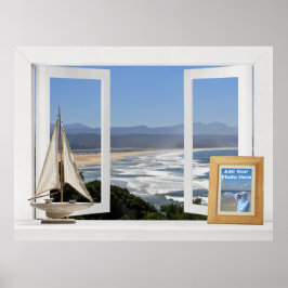 Póster Junto al océano -- Vista de ventana abierta person