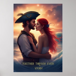 Póster Juntos a través de cada tormenta pirata romántico