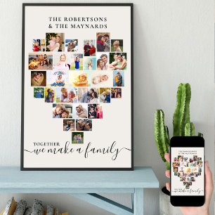 Póster Juntos Collage de fotos personalizado del corazón