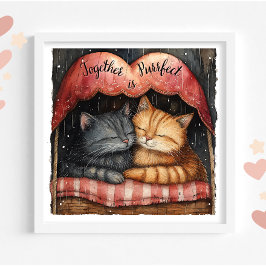 Póster Juntos está Purrfect Kitty Cats Poster Wall Art