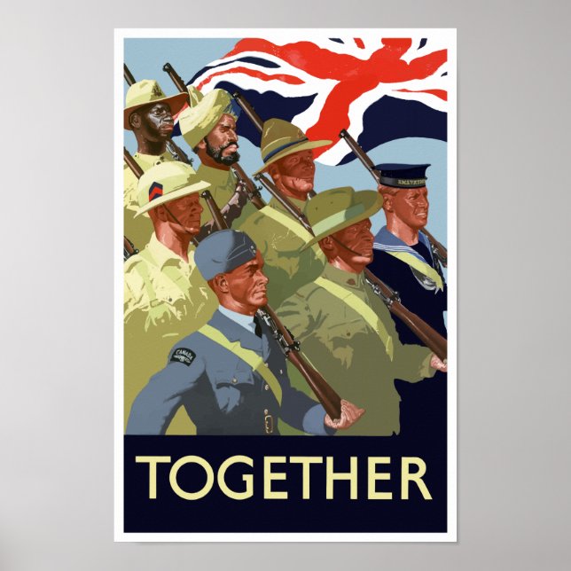 Póster Juntos — Imperio Británico Segunda Guerra Mundial (Frente)
