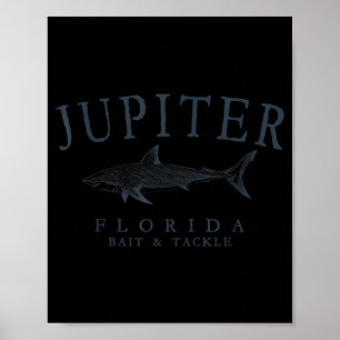 Póster Júpiter Florida tiburón vintage pizarra de pesca
