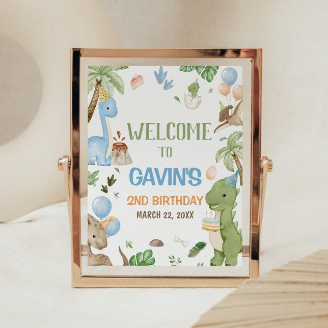 Póster Jurassic Cute Dinosaur Birthday Party Welcome Sign (Subido por el creador)