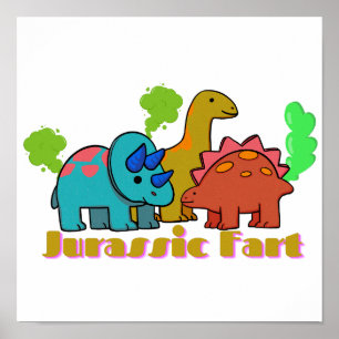Póster Jurassic Fart Dinosaur