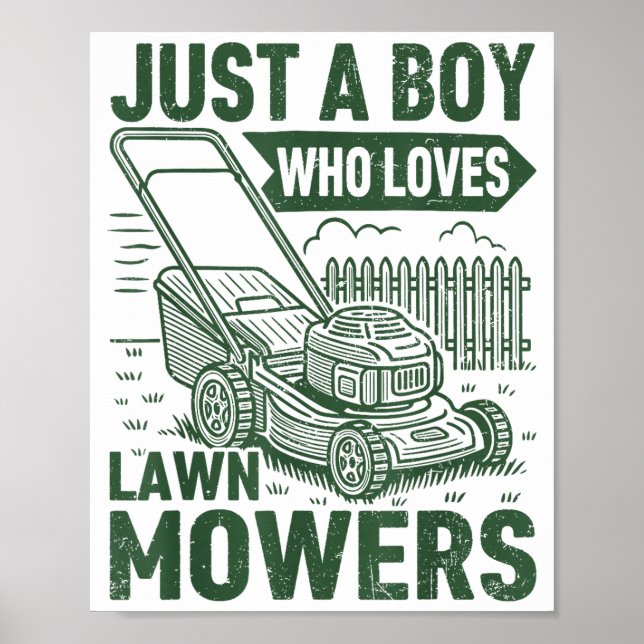 Póster Just A Boy Who Loves Lawn Mowers Lawn Garden  (Frente)