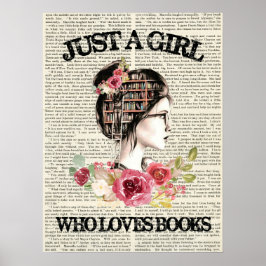 Póster Just A Girl Who Loves Books Wood Poster