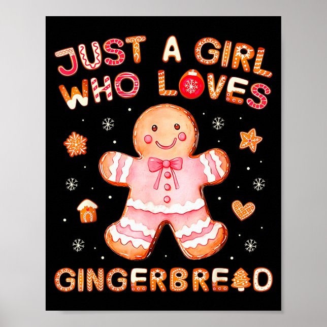 Póster Just A Girl Who Loves Gingerbread Man Funny Christ (Frente)
