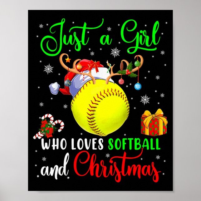 Póster Just A Girl Who Loves Softball And Christmas Santa (Frente)
