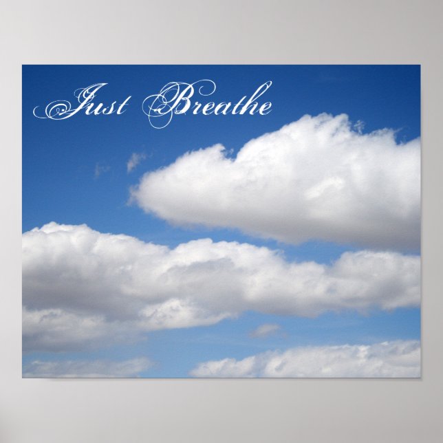 Póster Just Breathe Beautiful Clouds Motivational Poster (Frente)