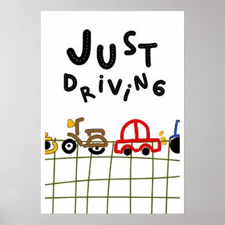 Póster Just Driving - Hand-Drawn Road Trip Aesthetic