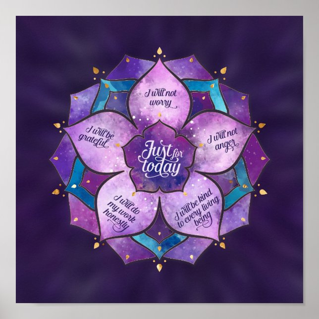 Póster Just for Today Reiki Principles receptores (Frente)