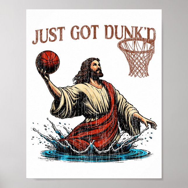 Póster Just Got Dunked Funny Baptism Jesus Christian Bask (Frente)