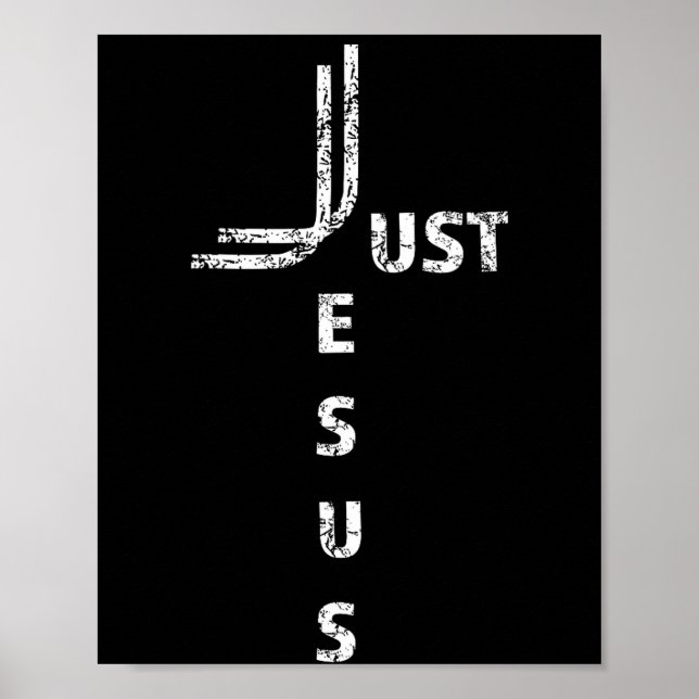 Póster Just Jesus Minimal Cross Back Design For Christian (Frente)